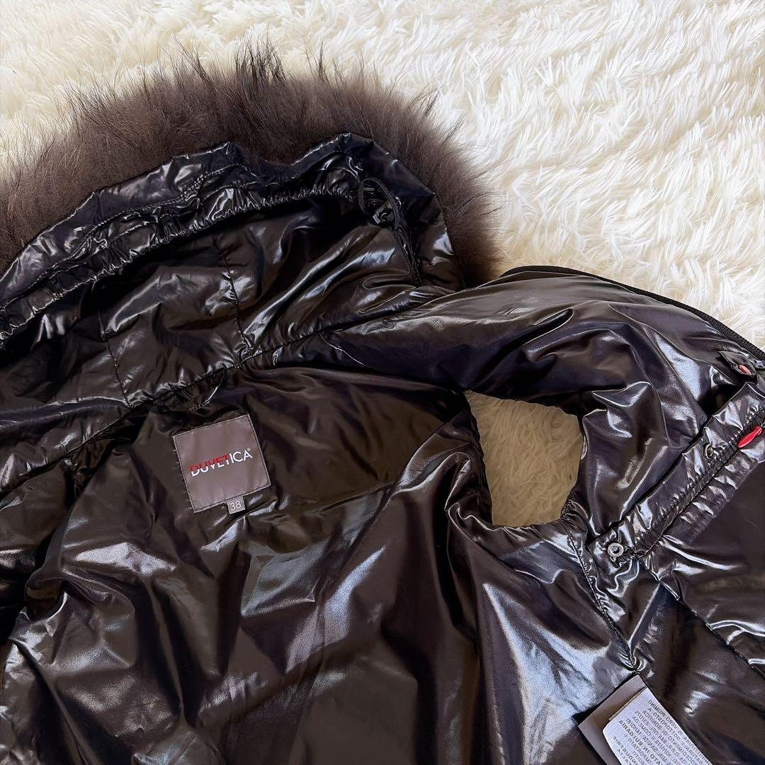 美品✨【デュベティカ】ファーフード付き2way ダウンベスト 光沢ブラック 38