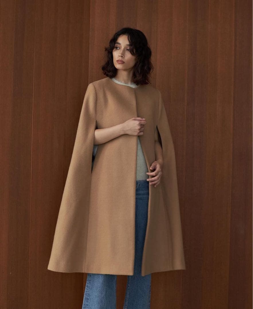 ELLIE ポンチョコート キャメル