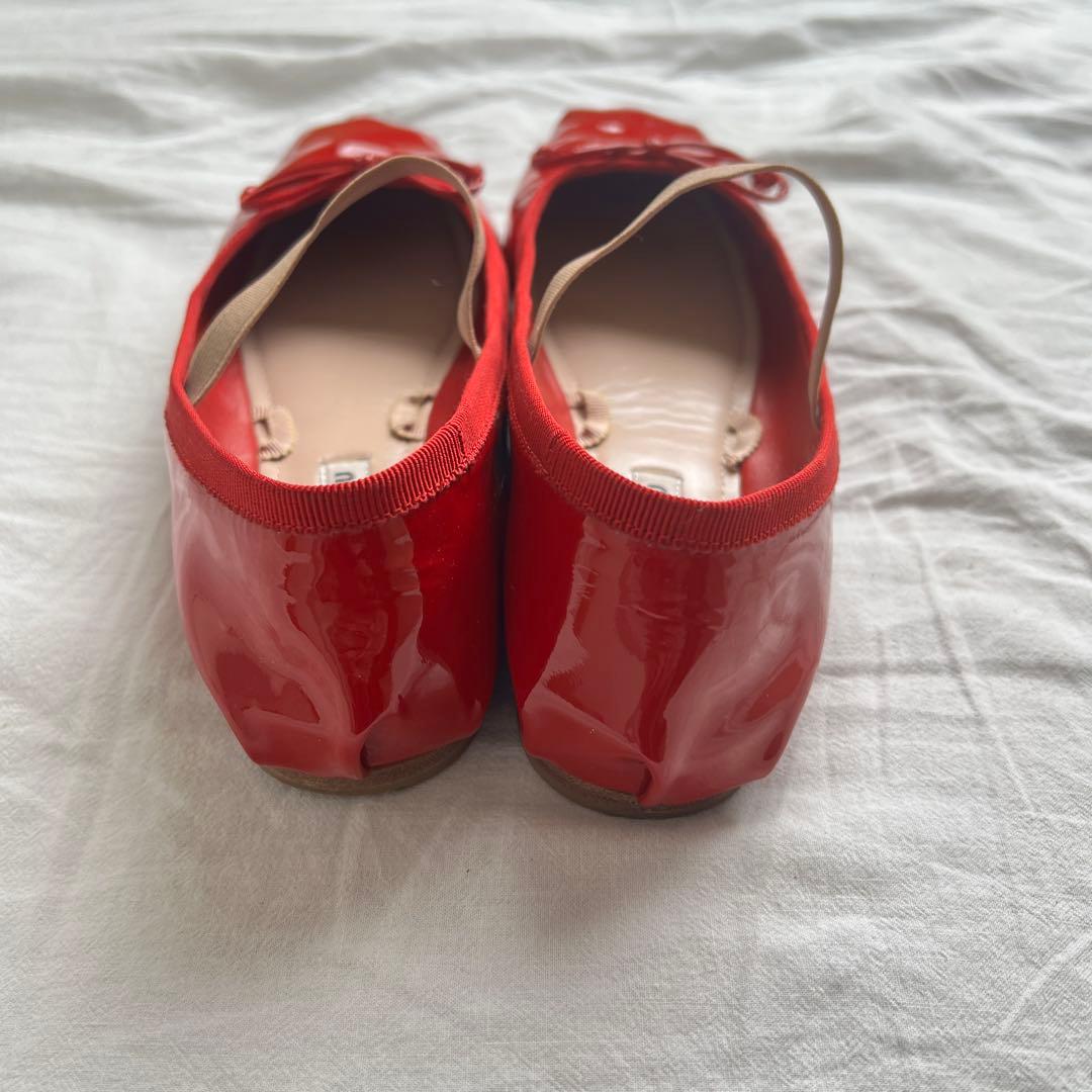 靴 miu miu mary jane patent flat shoes red