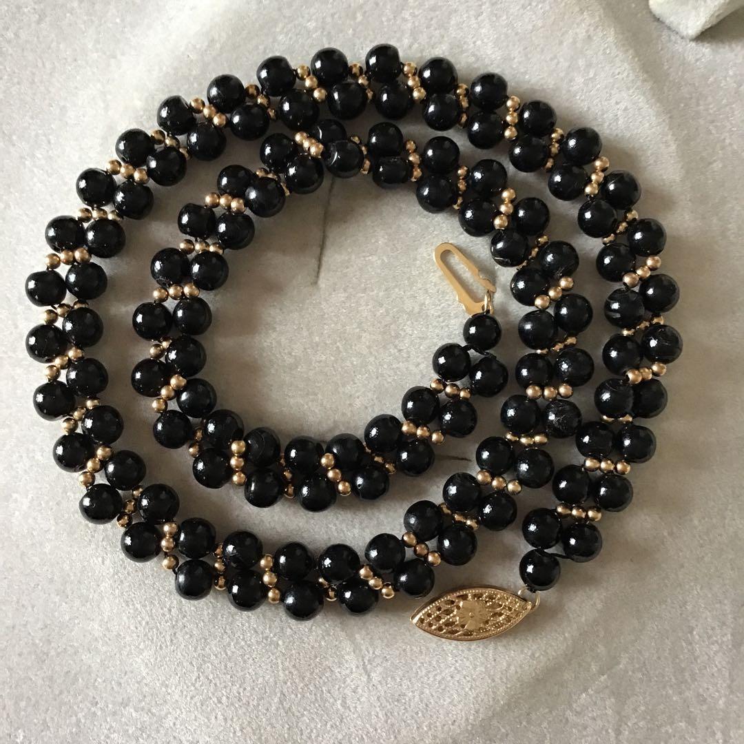 ブラック珊瑚ネックレス　サンゴ　黒　k14 S22