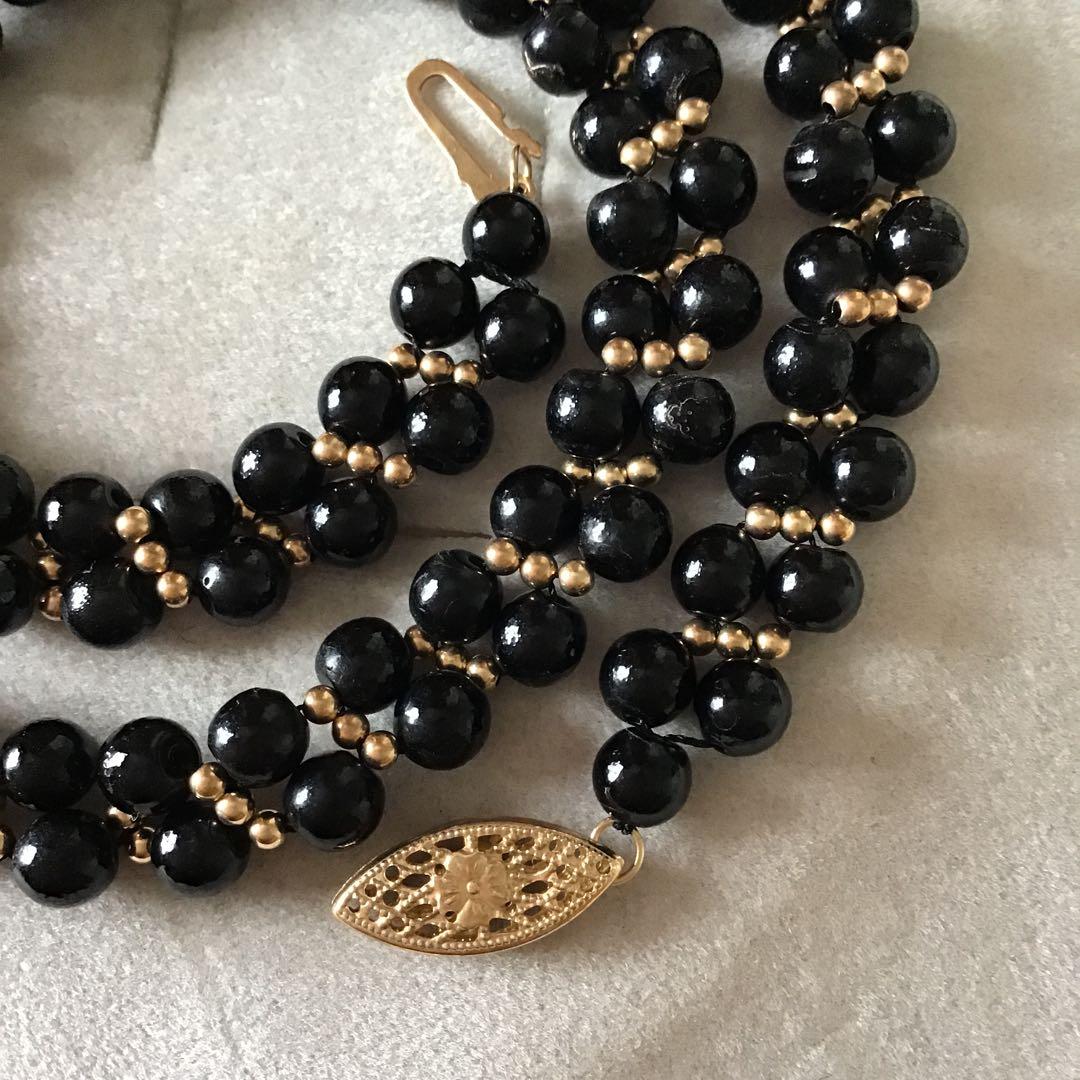 ブラック珊瑚ネックレス　サンゴ　黒　k14 S22