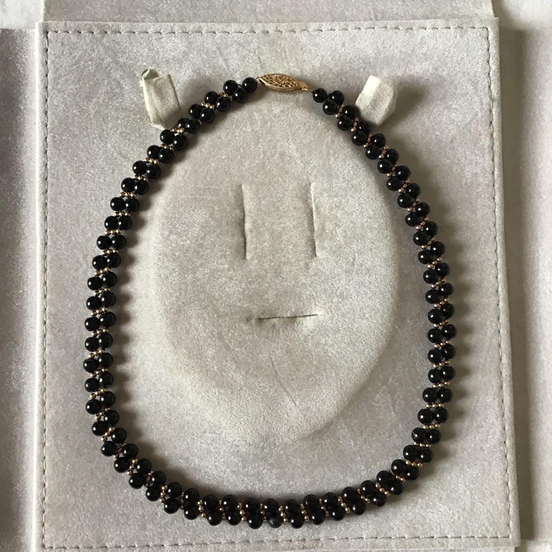 ブラック珊瑚ネックレス　サンゴ　黒　k14 S22