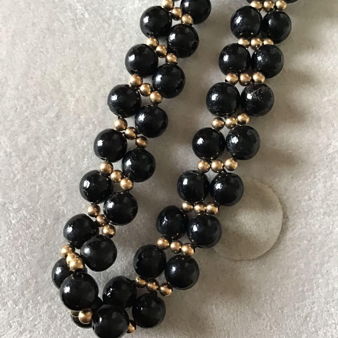 ブラック珊瑚ネックレス　サンゴ　黒　k14 S22