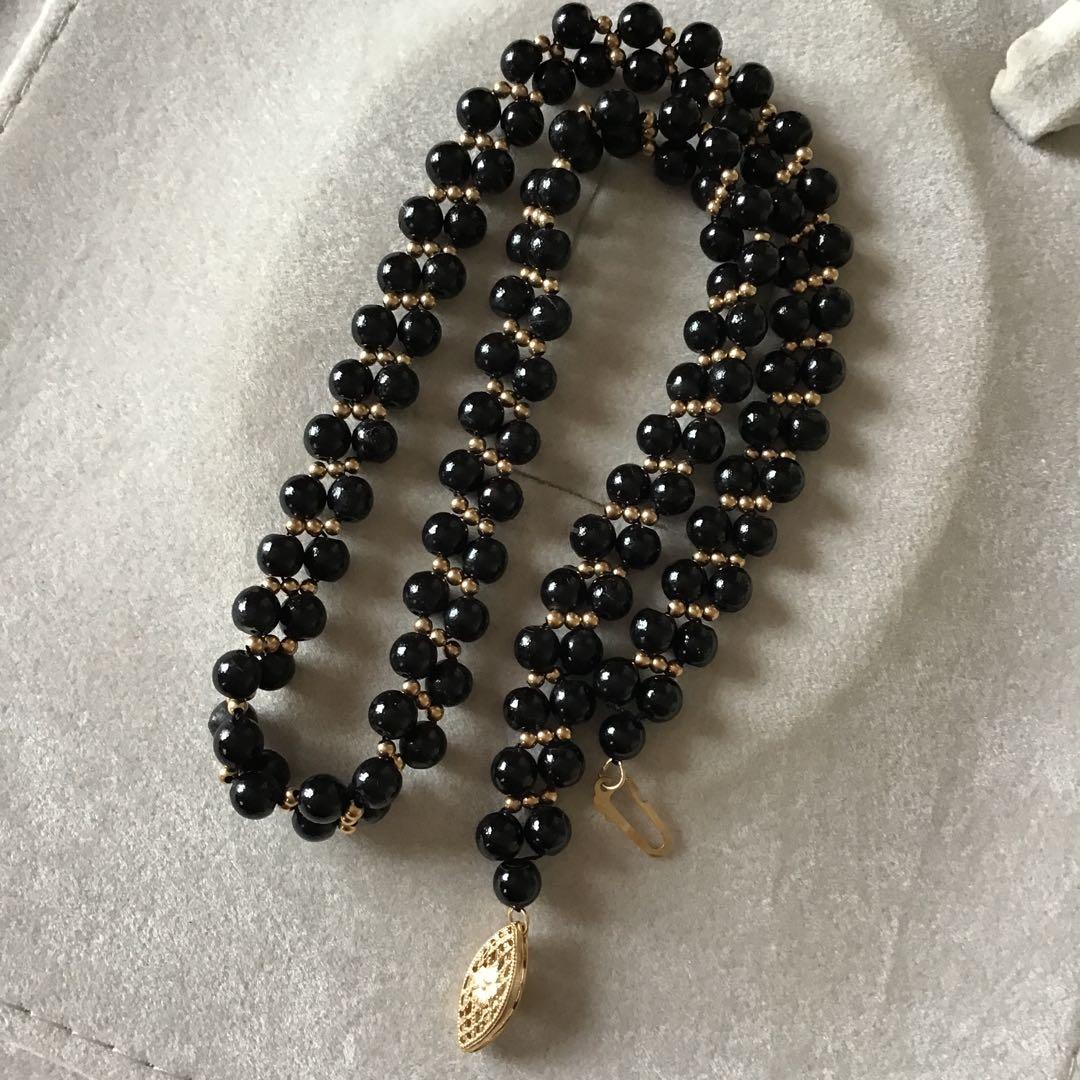 ブラック珊瑚ネックレス　サンゴ　黒　k14 S22