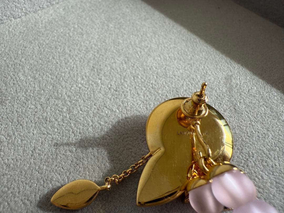 LALIQUEラリックローズモチーフ ピンクフリンジピアス