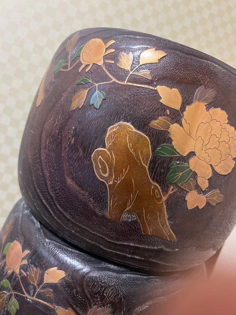 専用です　旧家蔵出し　蒔絵火鉢　一対　供箱