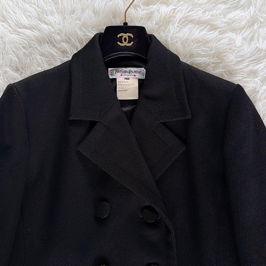 希少✨【イヴサンローラン】ウール100％ダブルコート ジャケット ブラック 40