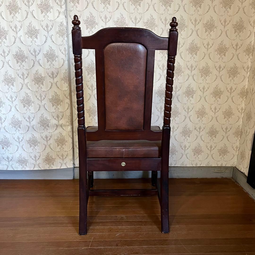 【アンティーク】② トーア 木製 ダイニングチェア レザー張り 椅子 古民家