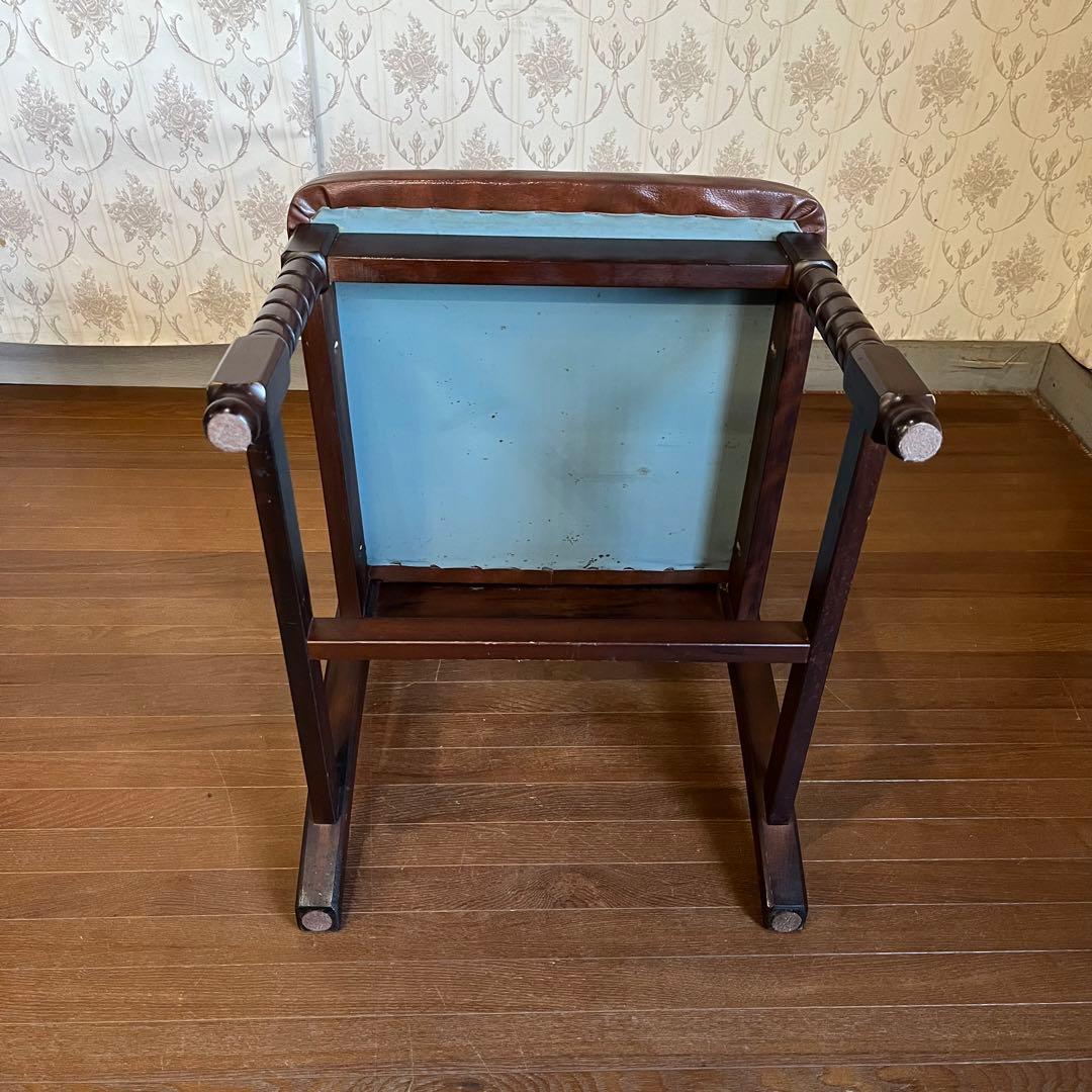 【アンティーク】② トーア 木製 ダイニングチェア レザー張り 椅子 古民家