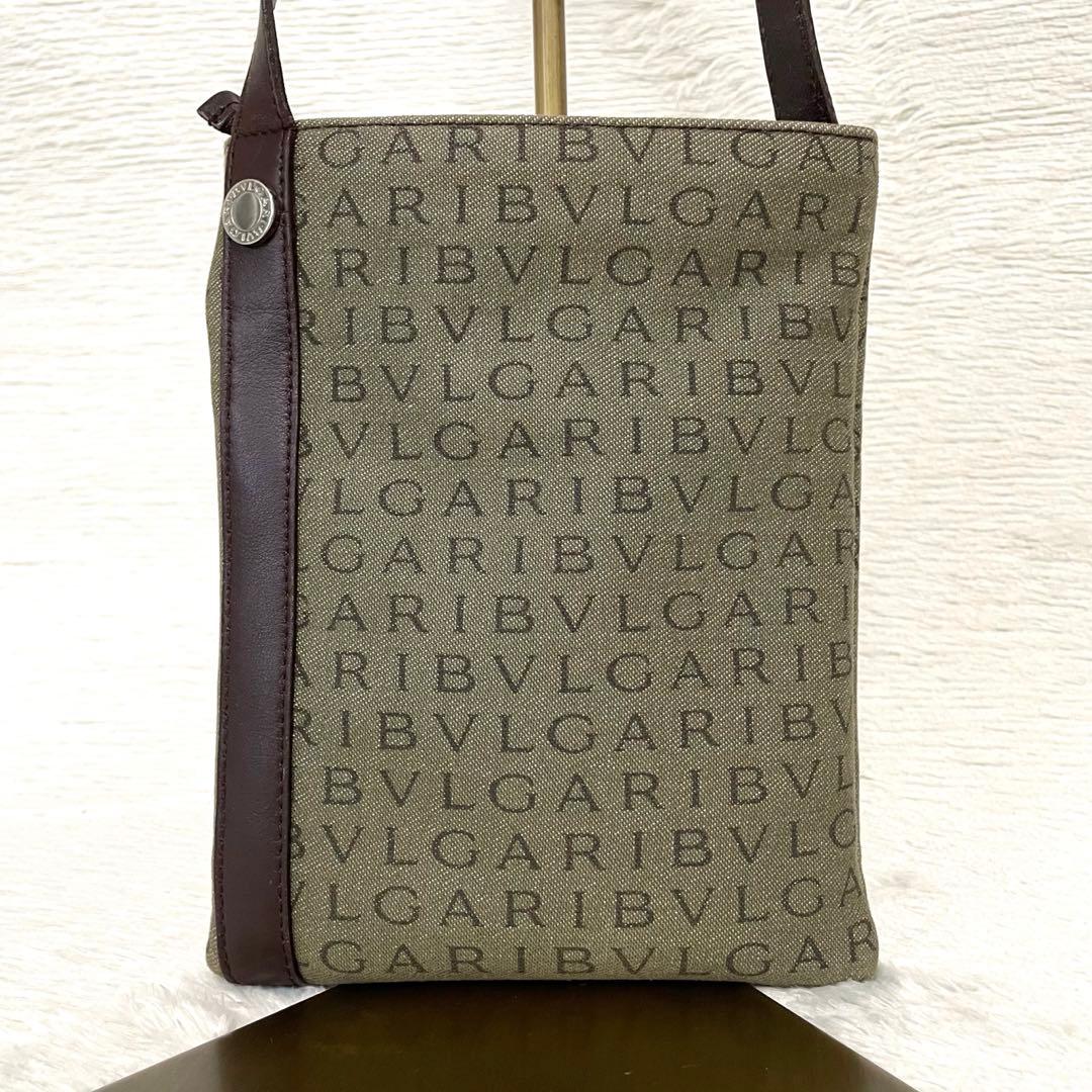 美品⭐️BVLGARI ロゴマニア ショルダーバッグ デニム レザー