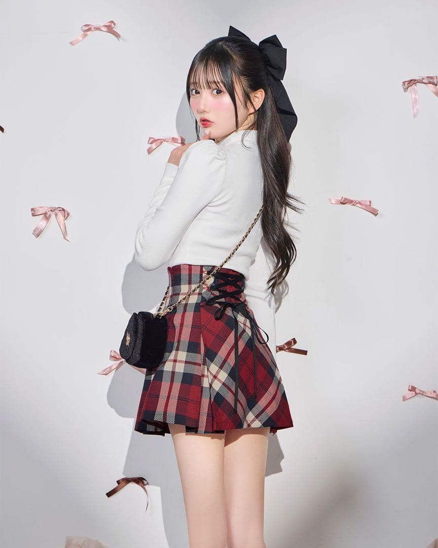 ミシェルマカロン フレアチェックスカート