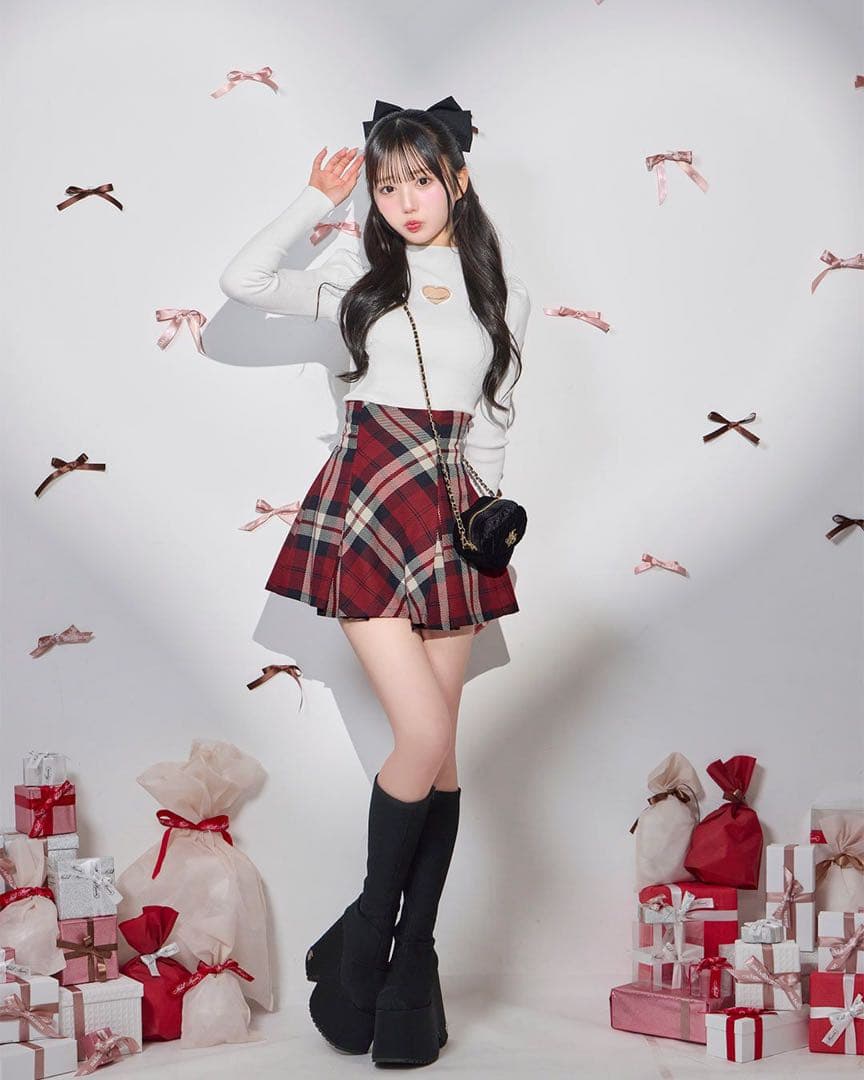 ミシェルマカロン フレアチェックスカート