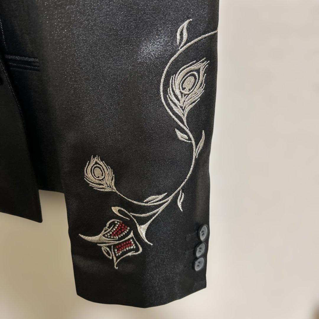 MIDAS9 ミダス セットアップスーツ ブラック光沢　ローズ薔薇刺繍