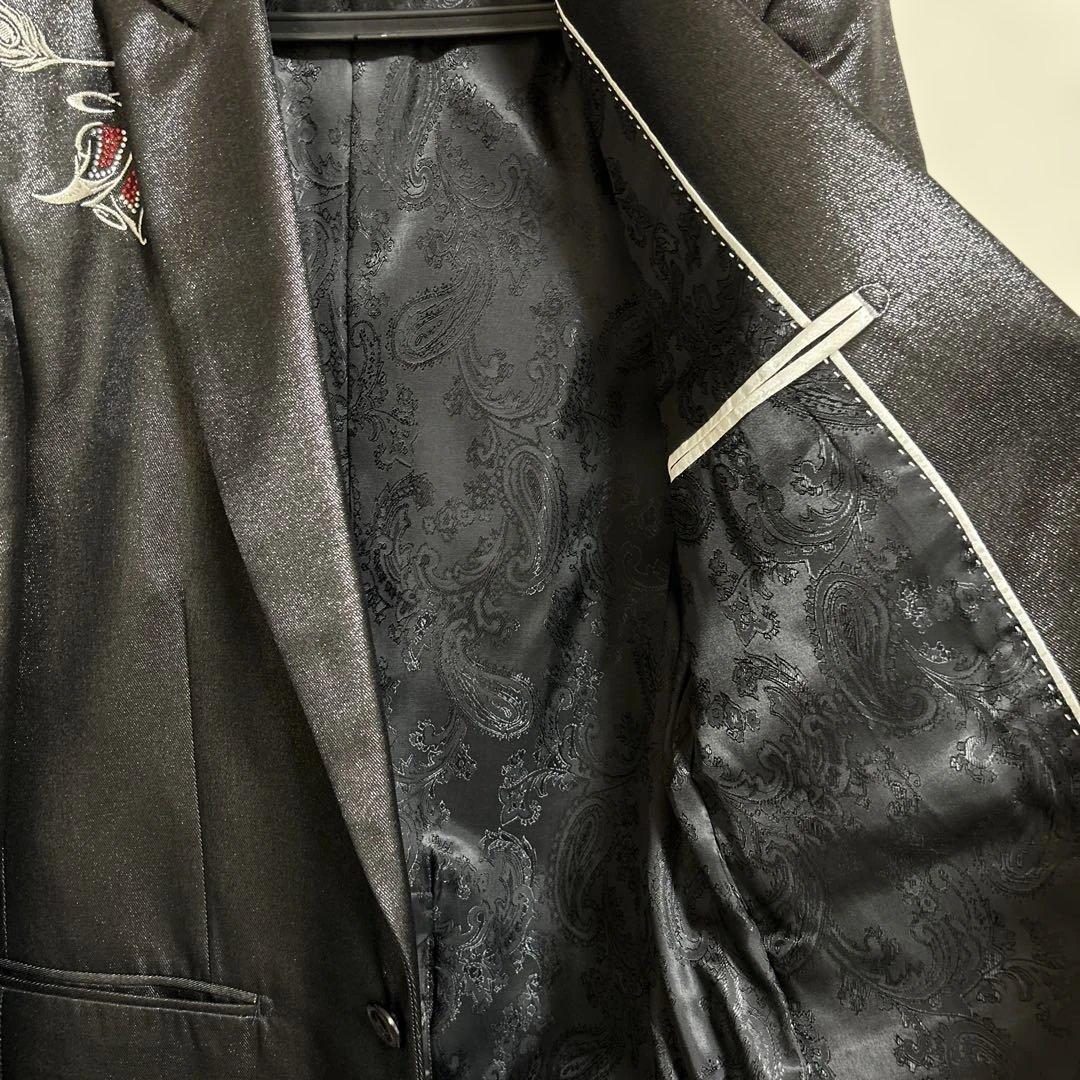 MIDAS9 ミダス セットアップスーツ ブラック光沢　ローズ薔薇刺繍
