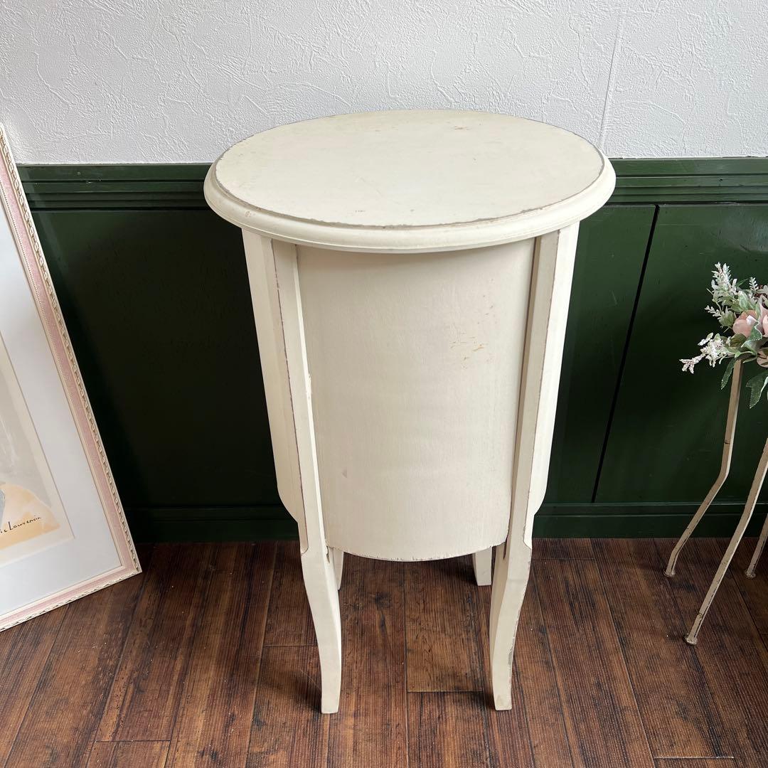 k330r119 シャビーシックなラウンド型コンソールチェスト ホワイト 5段