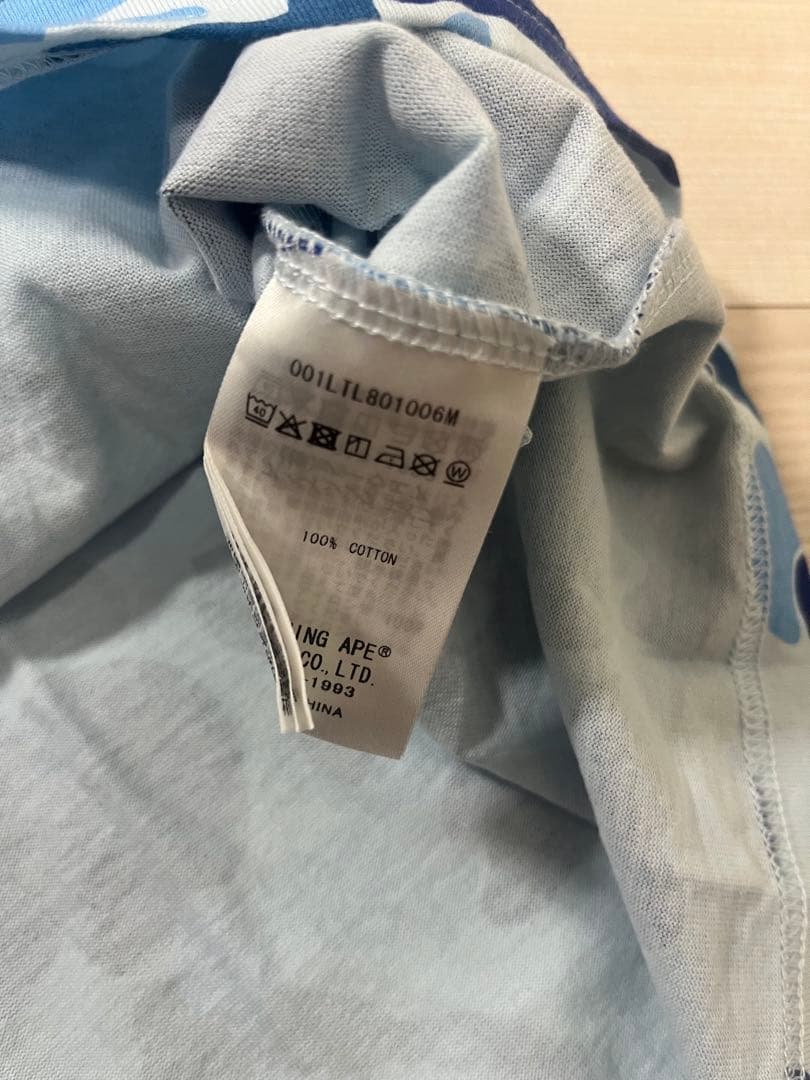 APE ABC CAMO COLLEGE LS TEE カモ　ロンT ブルー