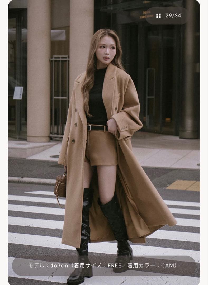 完売品　Darichダーリッチ　ダブルロングチェスターコート　キャメル フリー