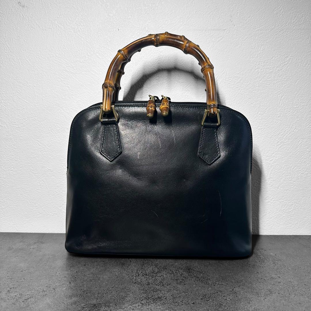 バッグ GUCCI Bamboo Leather Handbag BLACK