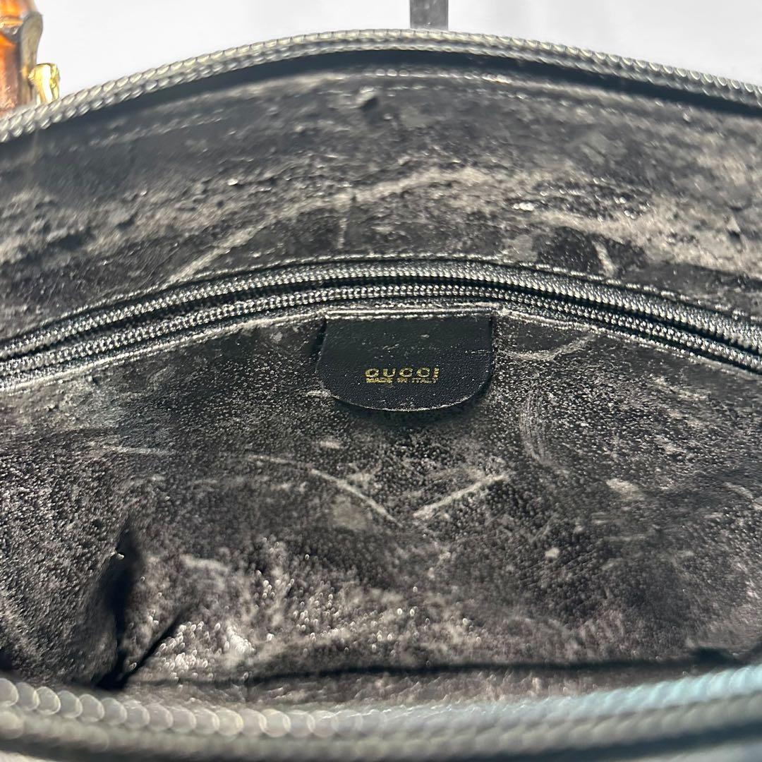 バッグ GUCCI Bamboo Leather Handbag BLACK