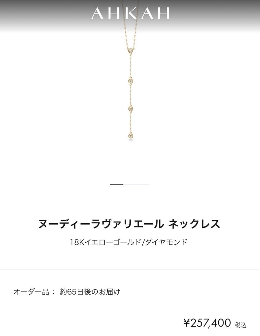 AHKAH ヌーディーラヴァリエールネックレス ダイヤモンド　K18YG