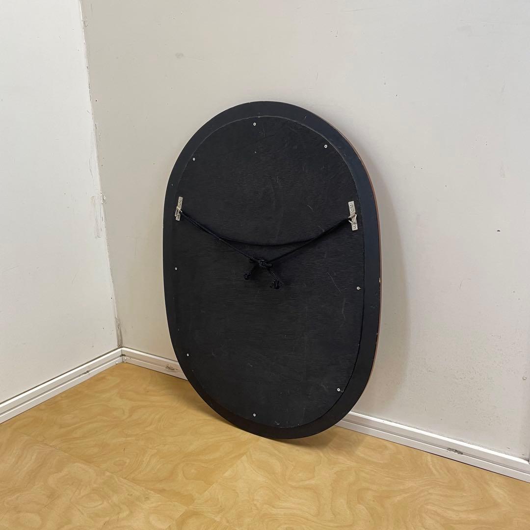 ビンテージ ウォールミラー 木枠ミラー 鏡 壁掛け アンティーク レトロ 楕円