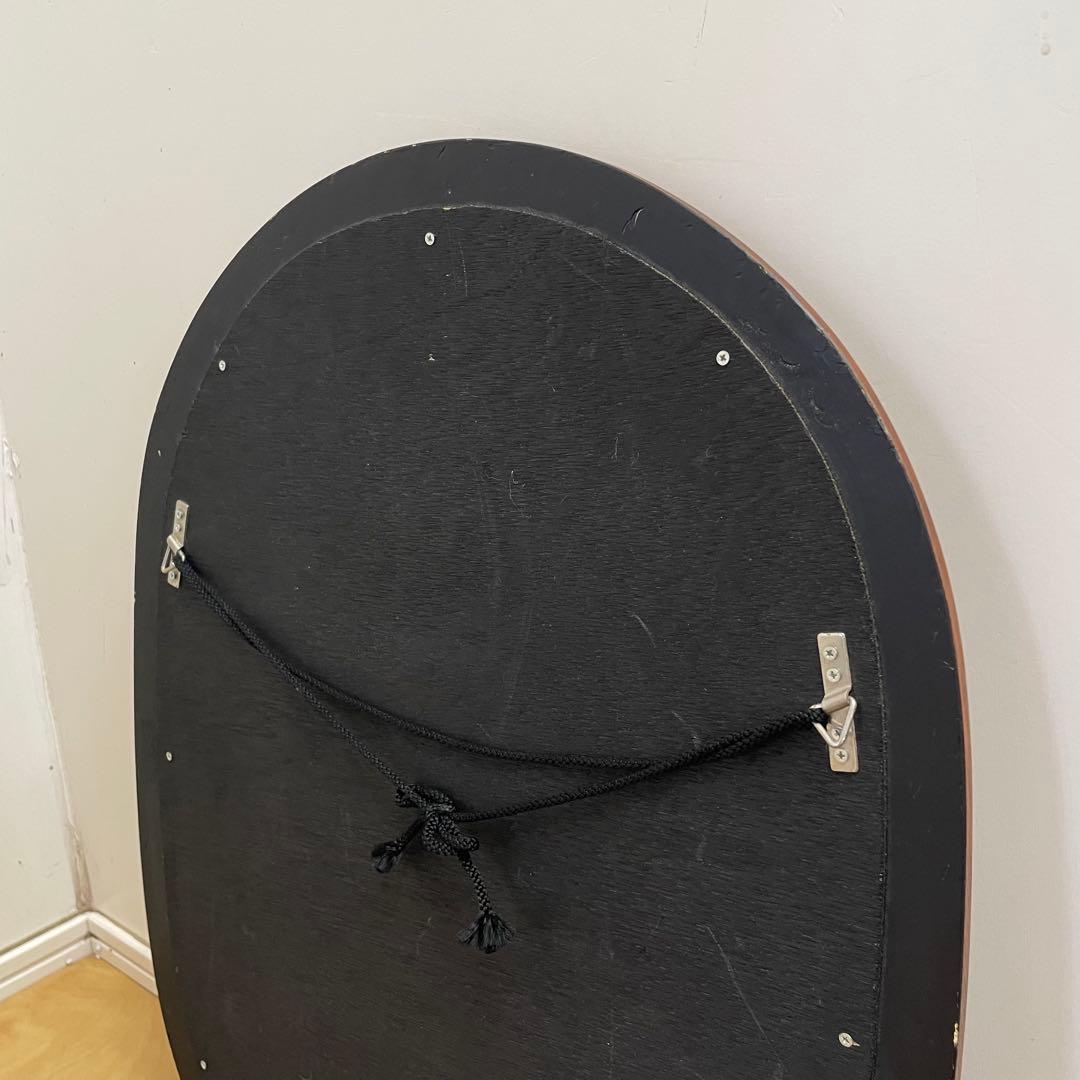 ビンテージ ウォールミラー 木枠ミラー 鏡 壁掛け アンティーク レトロ 楕円