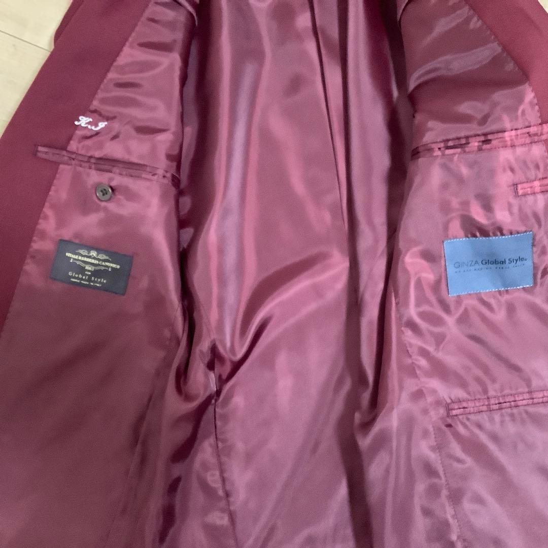 バーガンディのスーツ3点セット