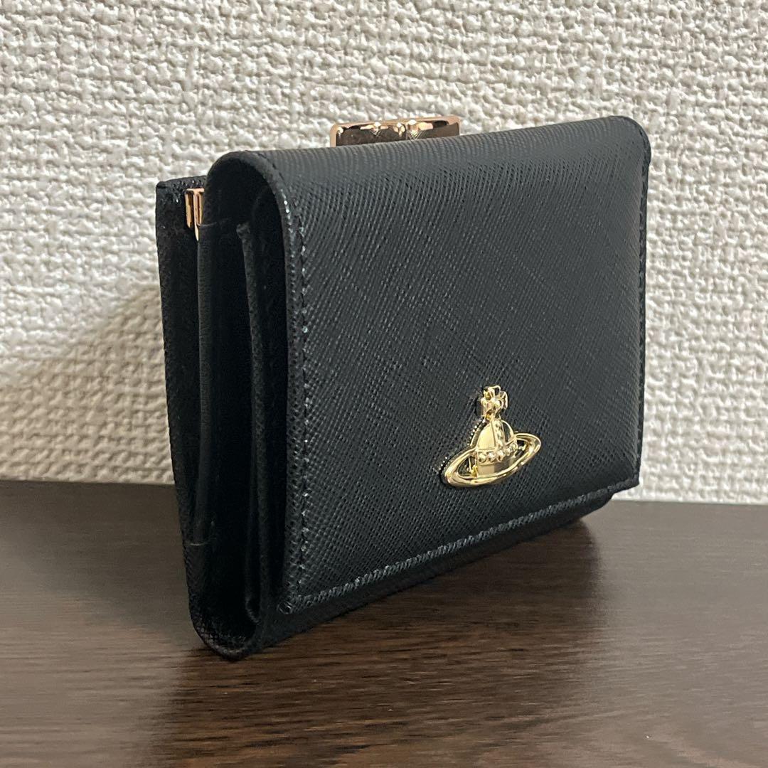 VivienneWestwood ミニ財布　ブラック　ゴールド　三つ折り財布