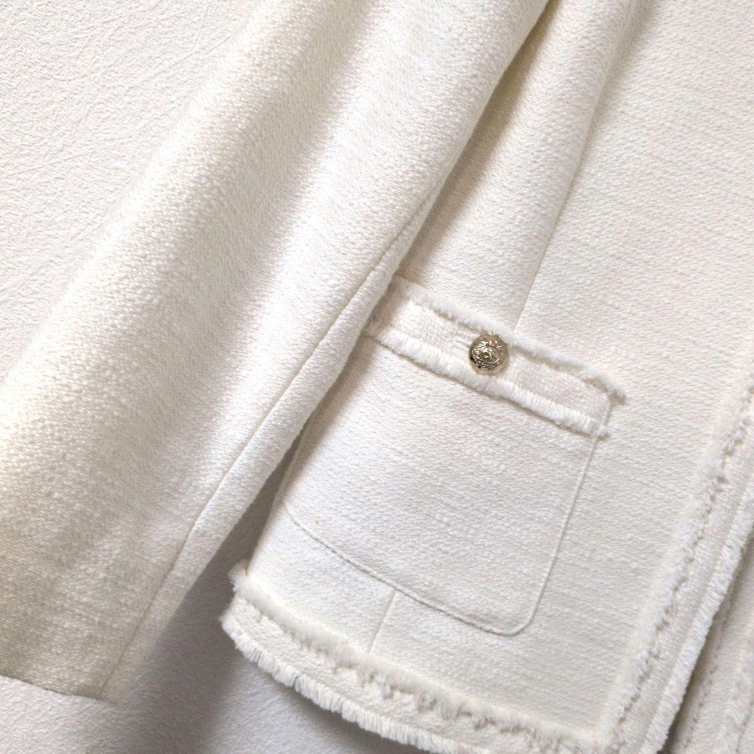 未使用タグ付き✨自由区 ツイード ノーカラージャケット 金ボタン 38