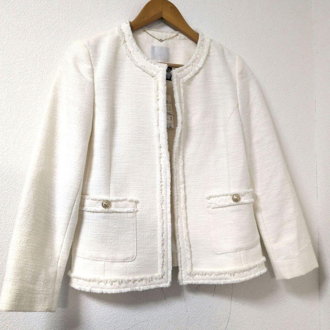 未使用タグ付き✨自由区 ツイード ノーカラージャケット 金ボタン 38
