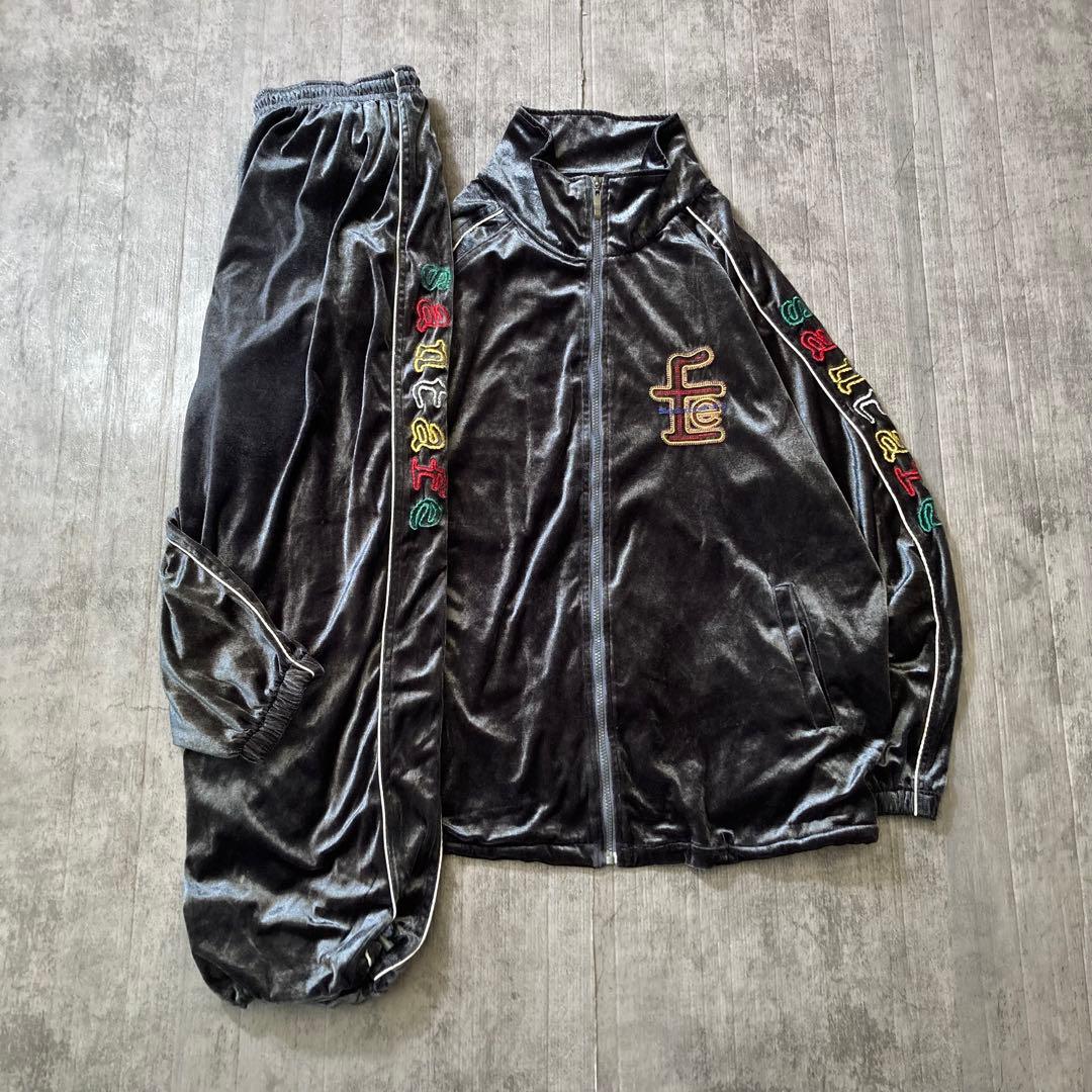 トップス 90s santafe velour setup black XL