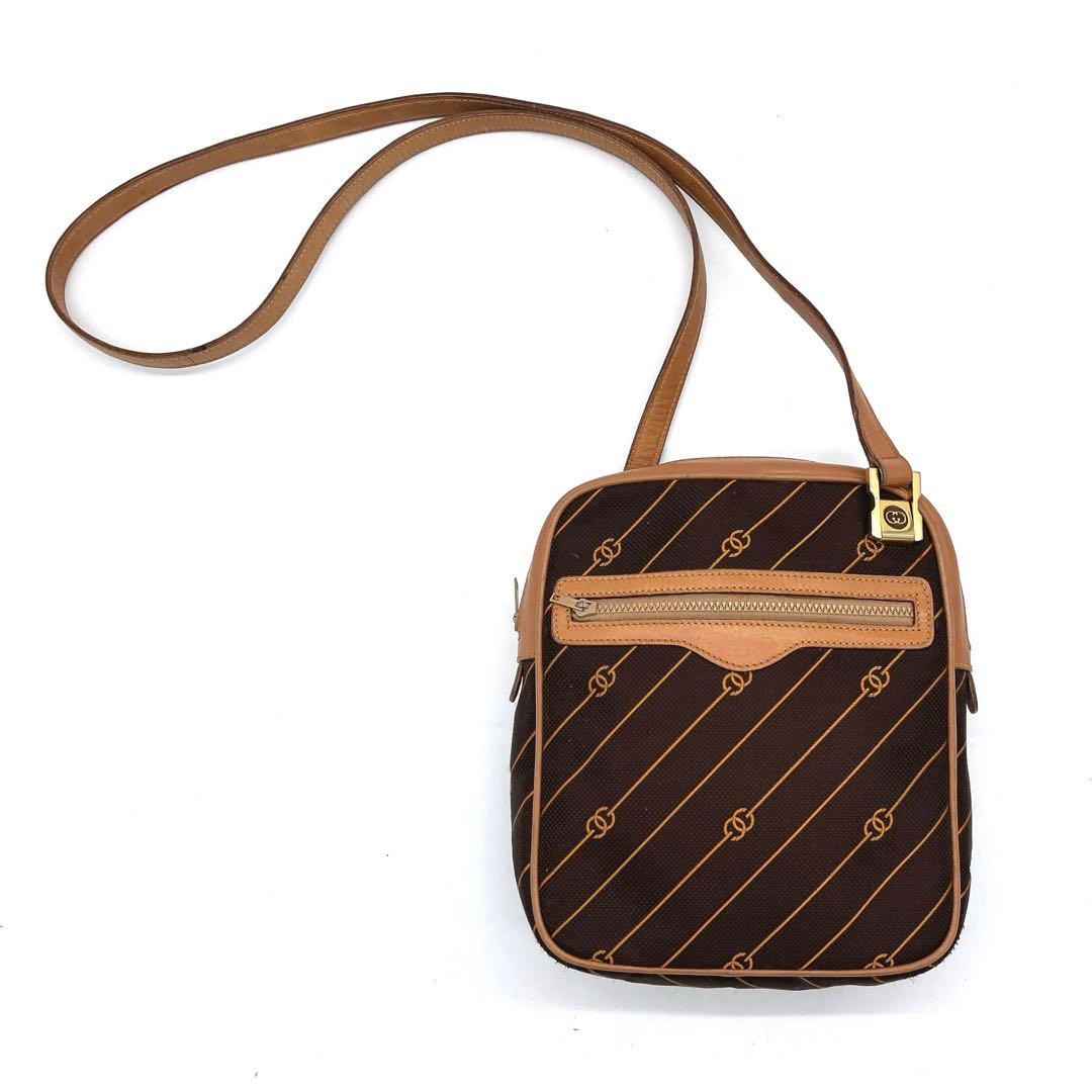 希少【GUCCI】ショルダーバッグ　GG柄　流れ星　キャンバス　ダークブラウン.