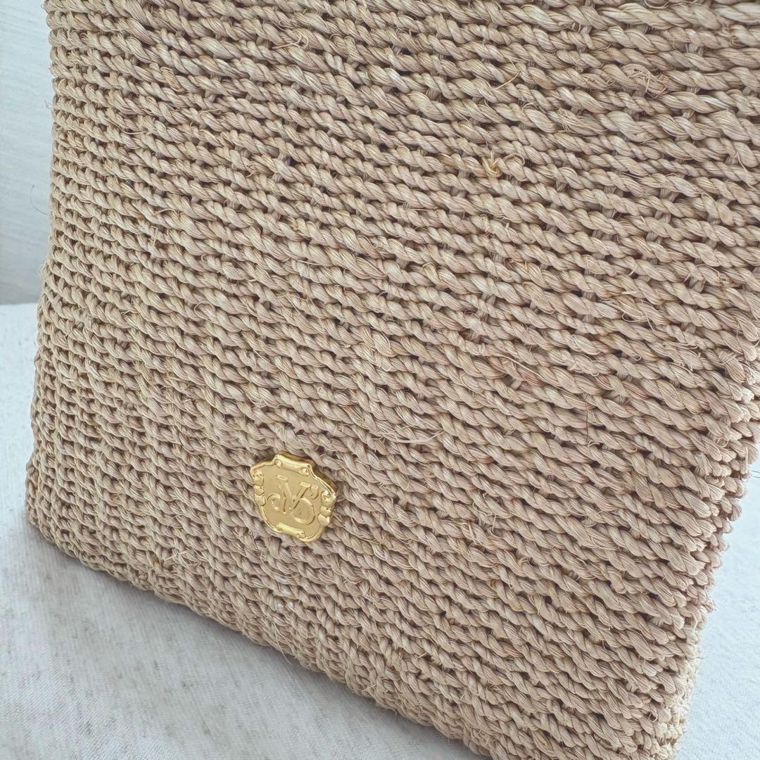 【美品】VIOLAd'OROレザーベルト アバカ カゴバック ブラウン 大容量