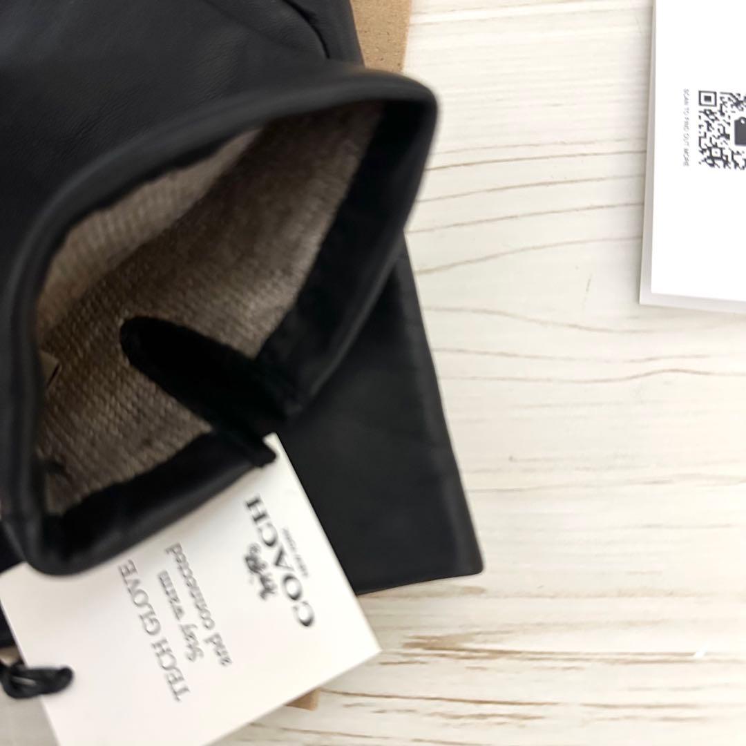 ★【新品タグ付】上質レザー COACH コーチ レザー手袋 スマホ対応 ブラック