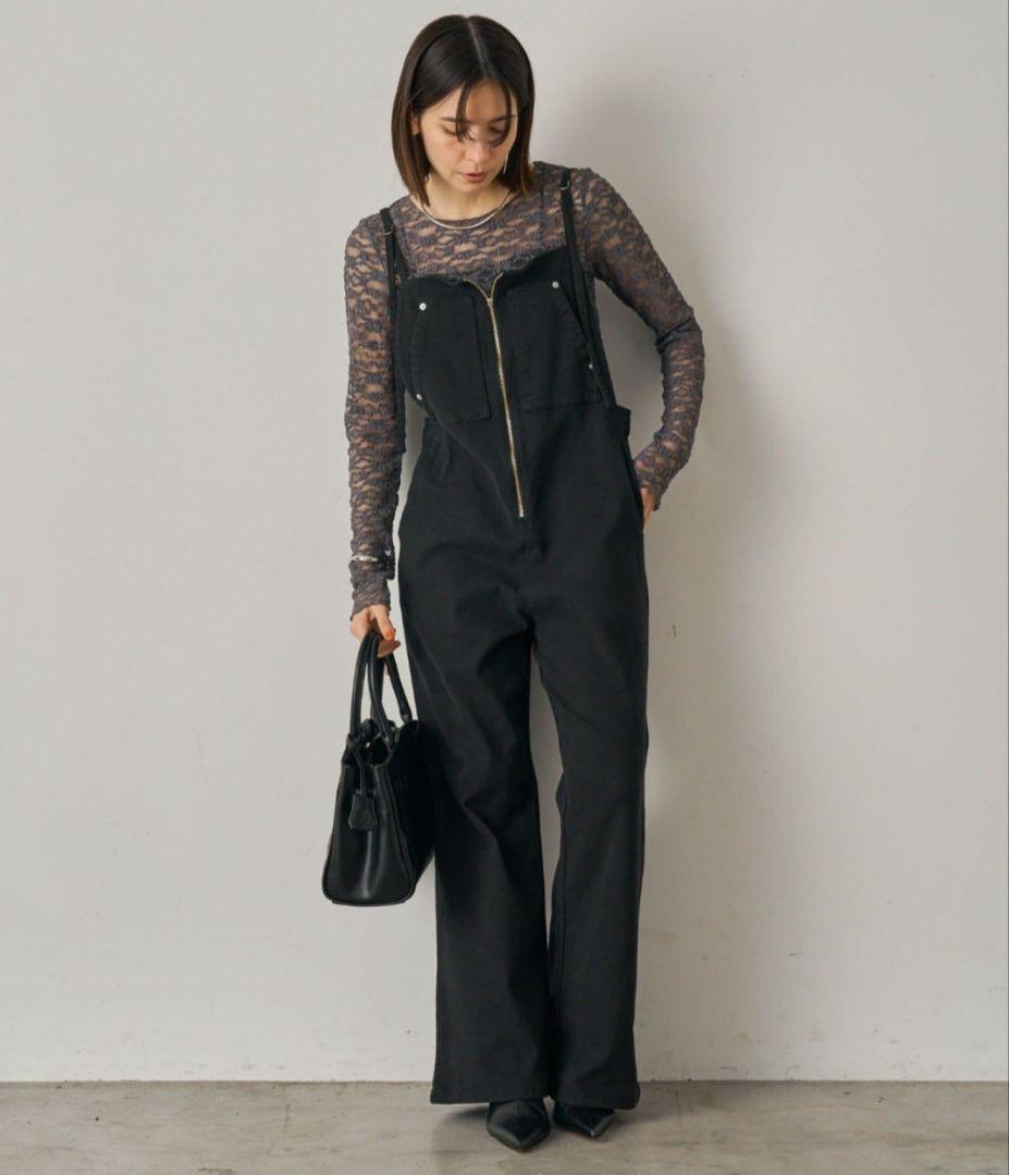 美品 LOUNGEDRESS ラウンジドレス デニムオールインワン S ブラック