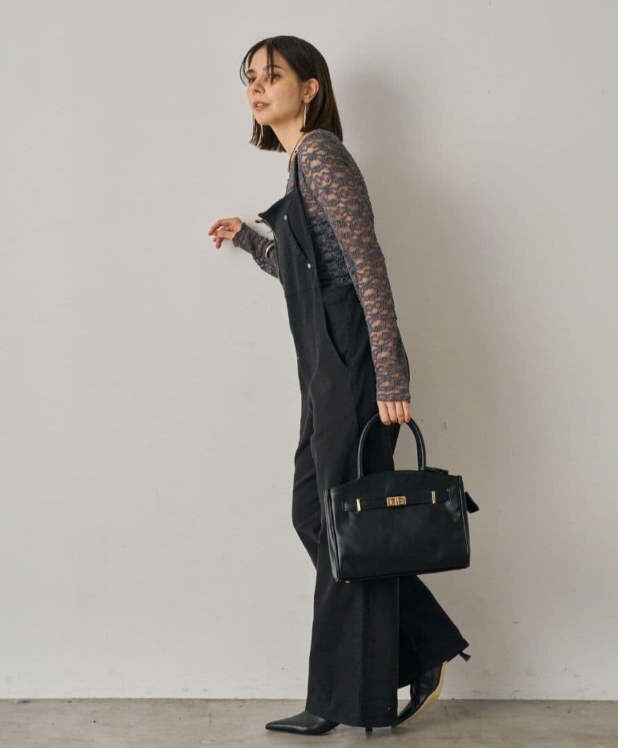 美品 LOUNGEDRESS ラウンジドレス デニムオールインワン S ブラック