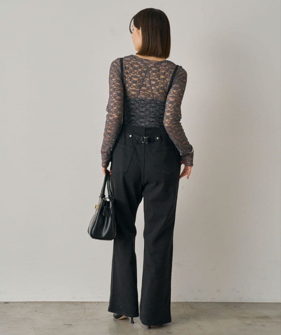 美品 LOUNGEDRESS ラウンジドレス デニムオールインワン S ブラック