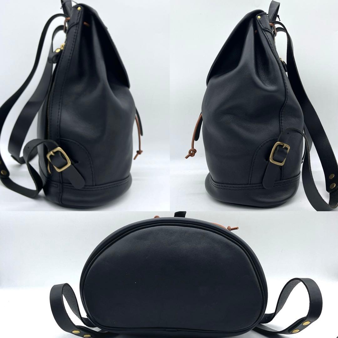 【HERZ】リュック　1本ベルト　レザー　ブラック　A4