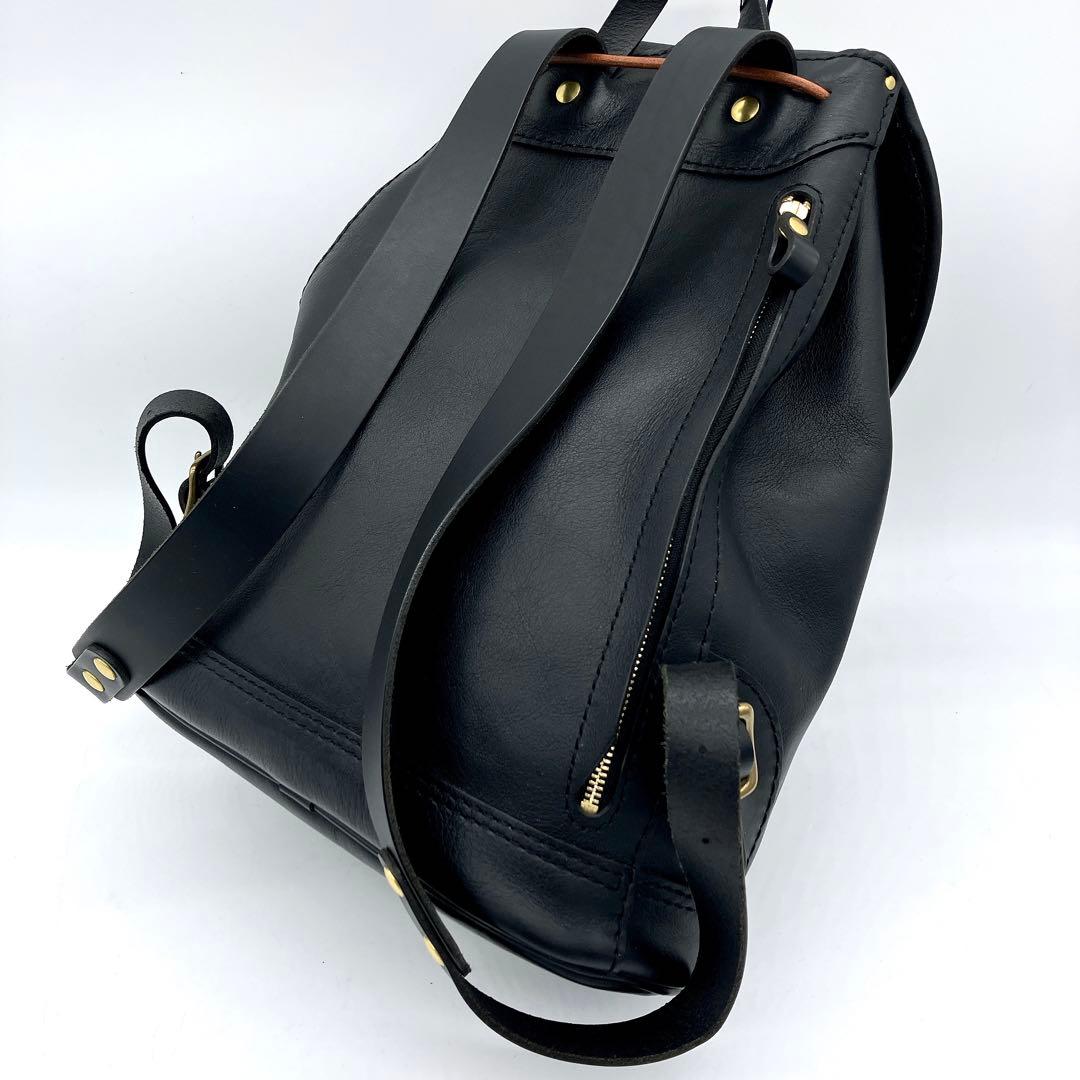 【HERZ】リュック　1本ベルト　レザー　ブラック　A4