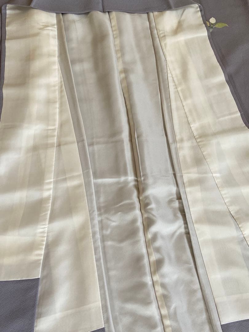 紫味のブルーグレー　友禅　花模様　訪問着（袷）フルセット　トールサイズ