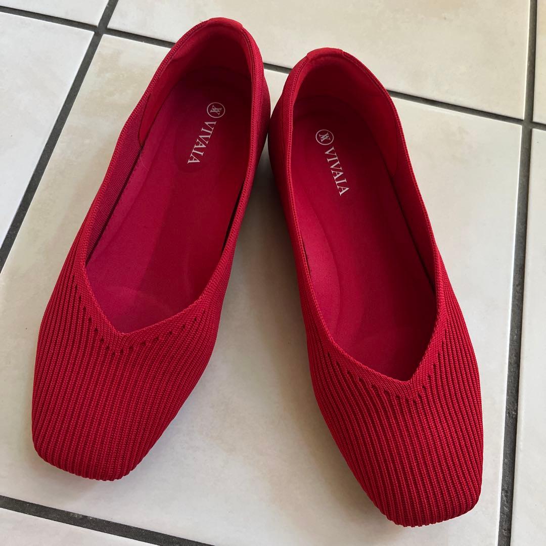 VIVAIA スクエアトゥ　フラットシューズ　ワイド