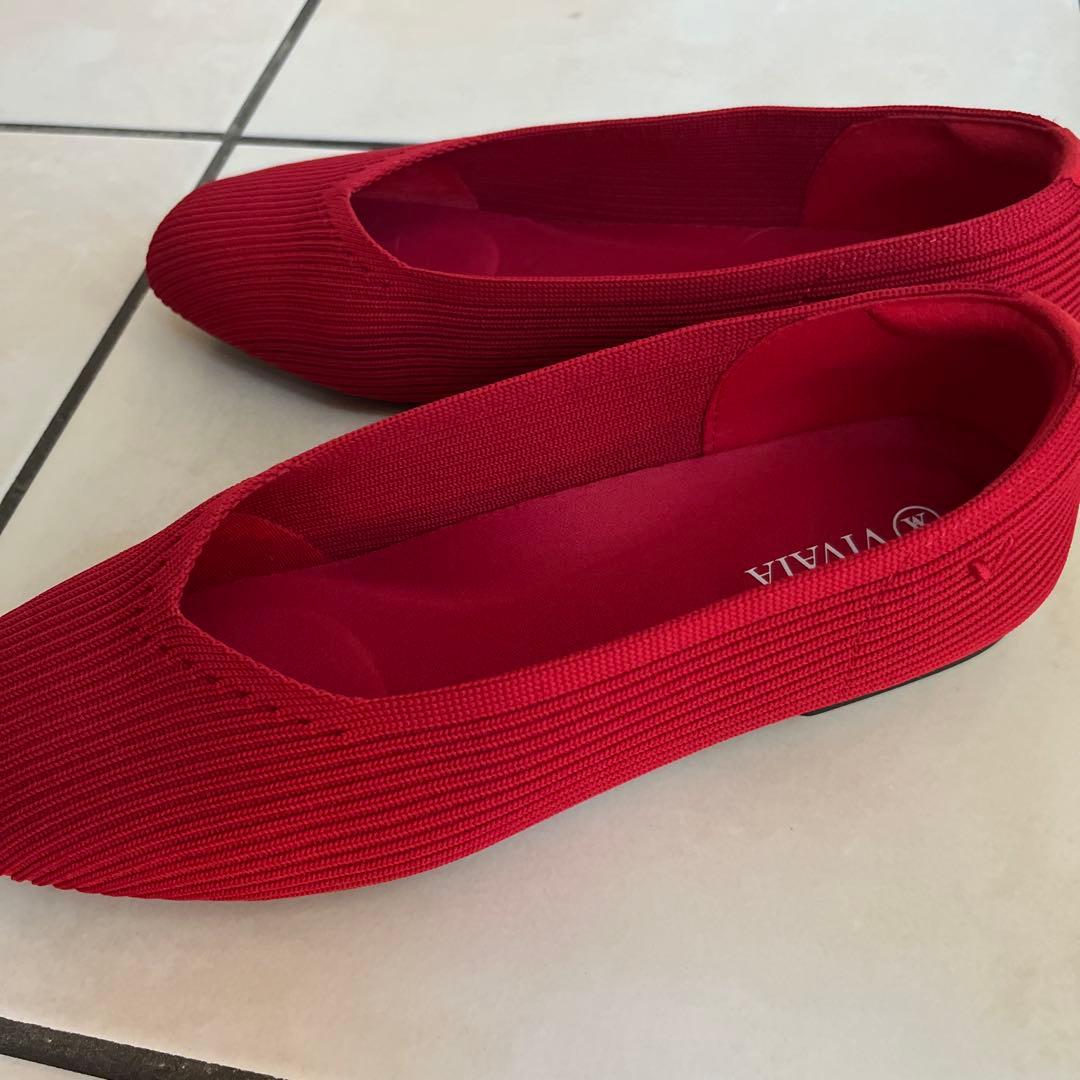 VIVAIA スクエアトゥ　フラットシューズ　ワイド