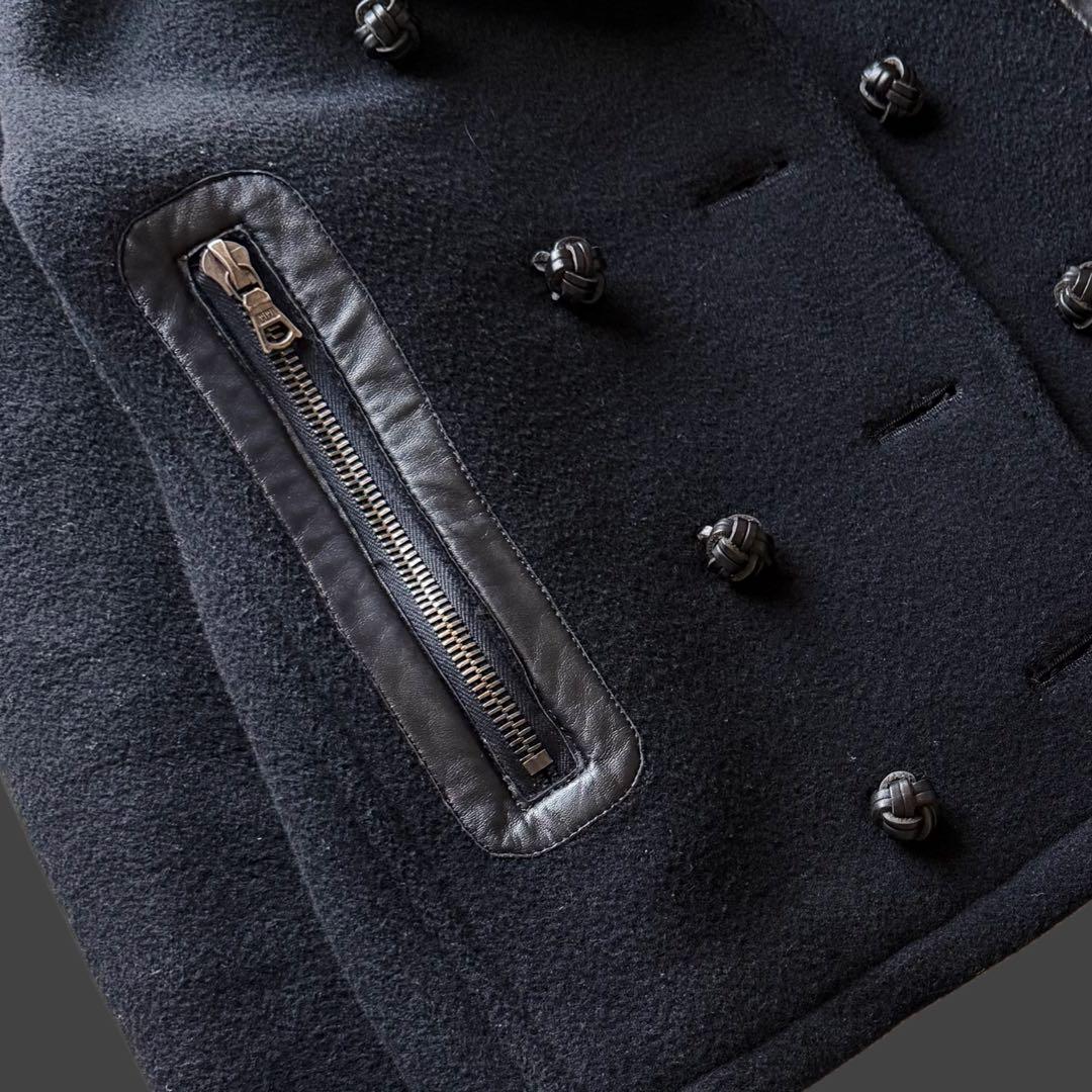 日本製 RawLife 牛革×ウール 丈短 Pコート RiRiジップ 上野商会