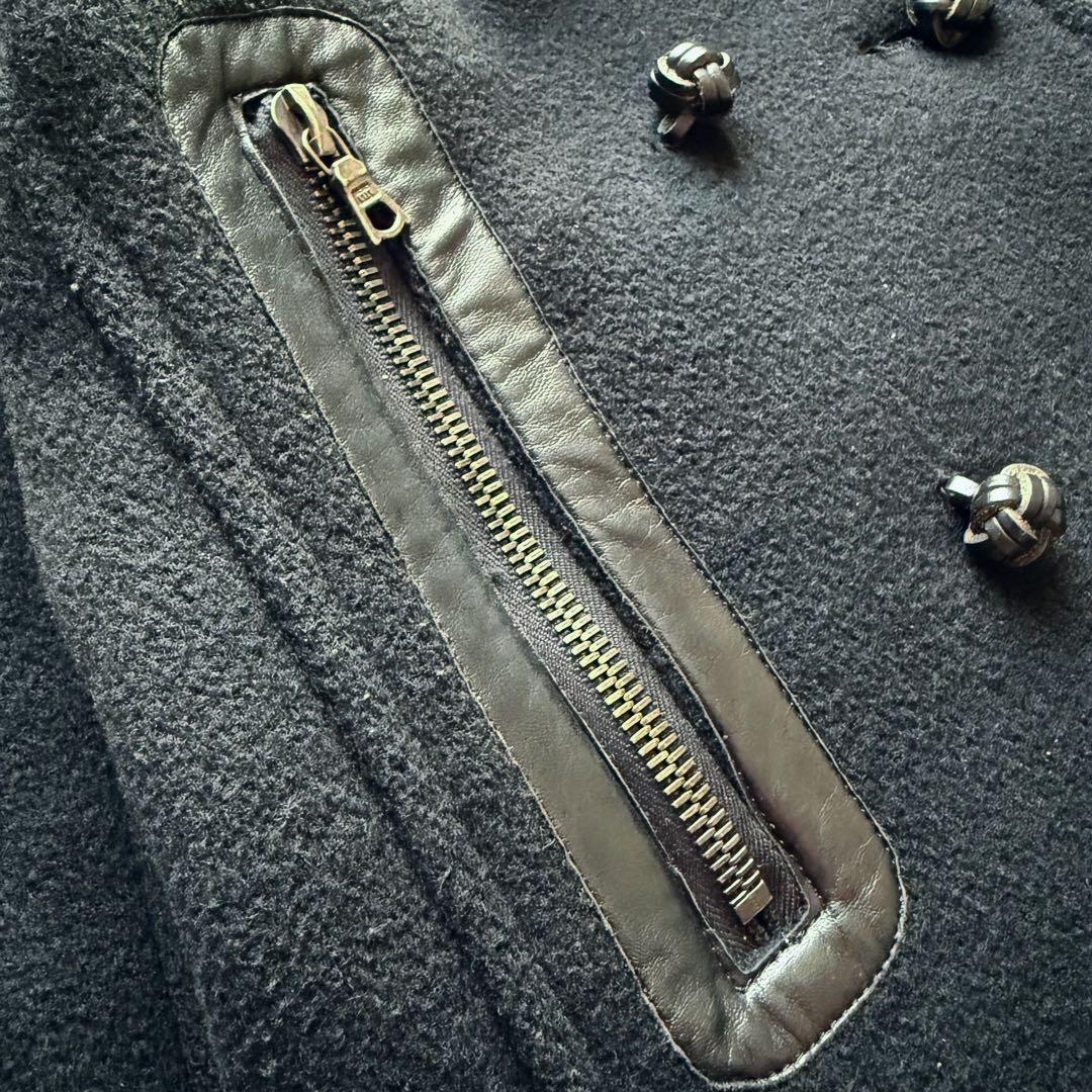 日本製 RawLife 牛革×ウール 丈短 Pコート RiRiジップ 上野商会