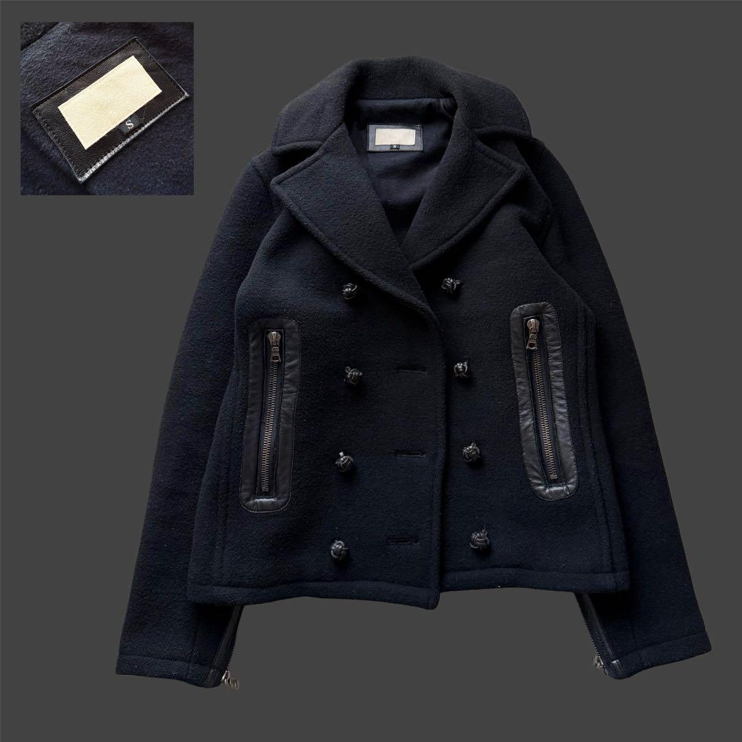 日本製 RawLife 牛革×ウール 丈短 Pコート RiRiジップ 上野商会