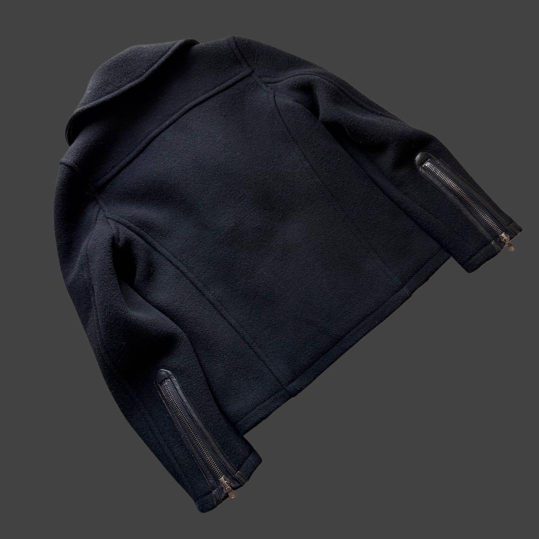 日本製 RawLife 牛革×ウール 丈短 Pコート RiRiジップ 上野商会