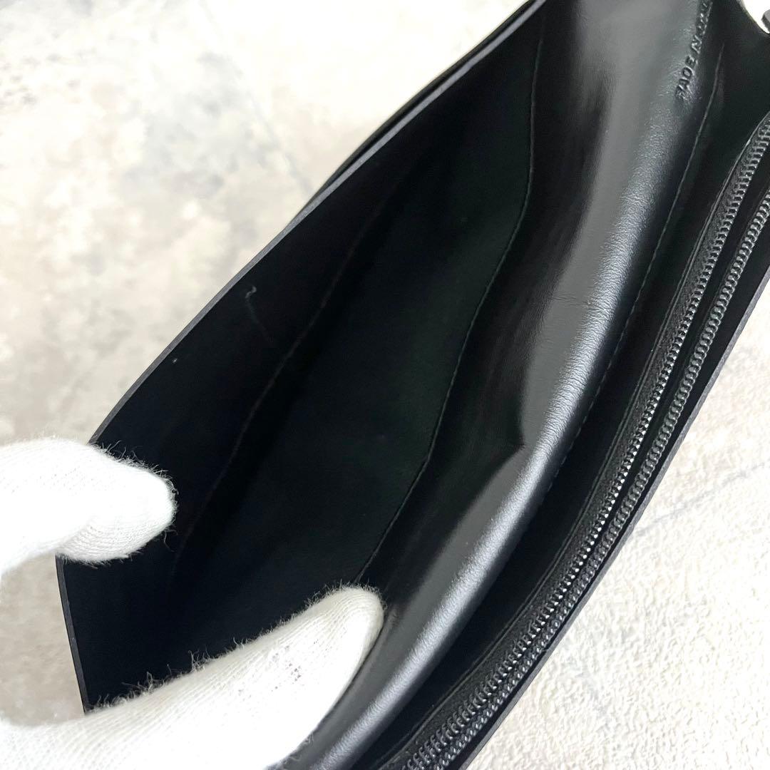 極美品✨️バーバリー チェック柄 長財布 ウール レザー モノトーン フラップ