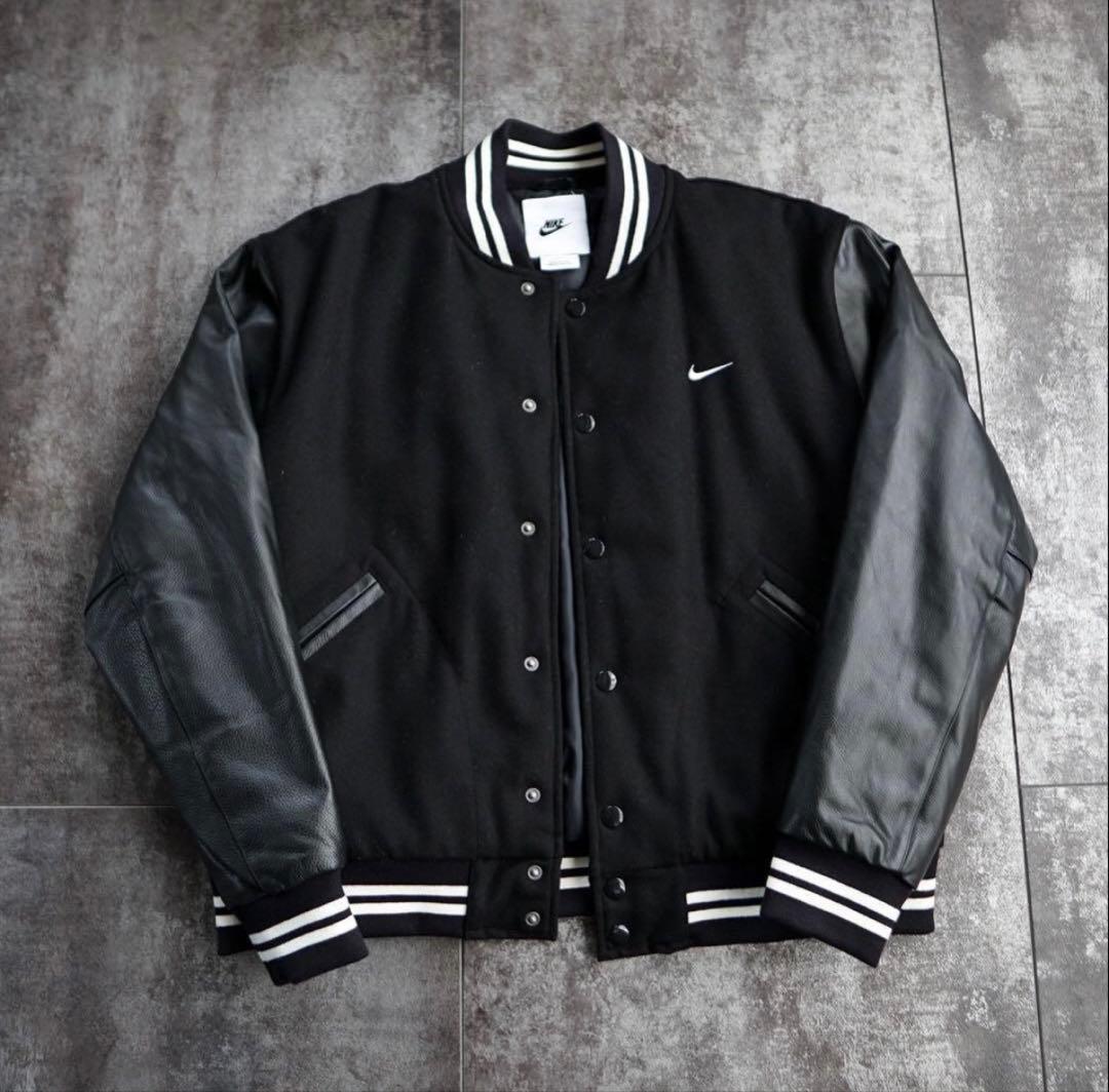 【Lサイズ】NIKE 袖レザー バーシティジャケット