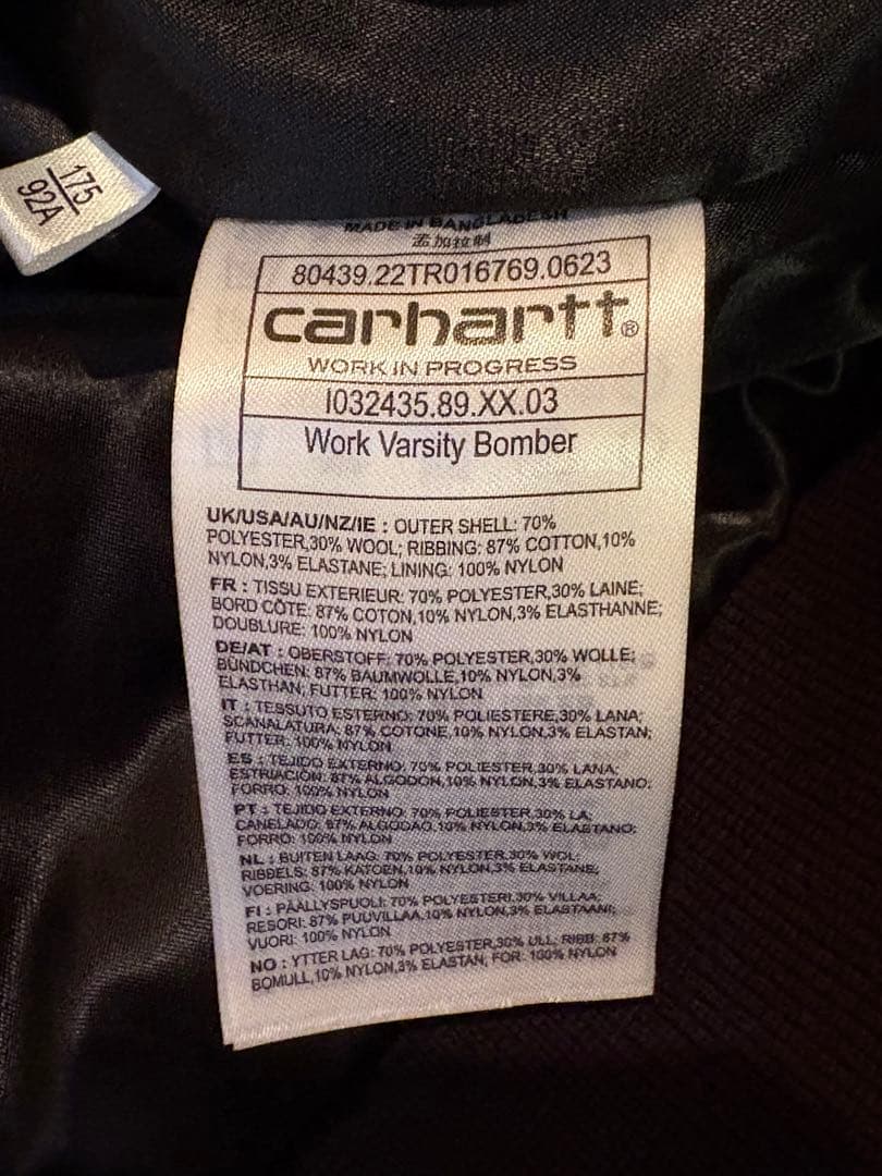 Carhartt WIP Work Varsity Bomberスタジャン