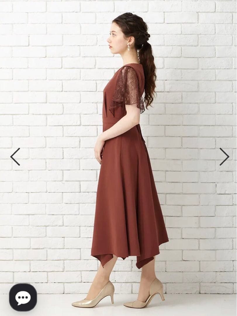 Aimer エメ　イレギュラーヘム・ミモレ丈ドレス パーティードレス　イエベ秋